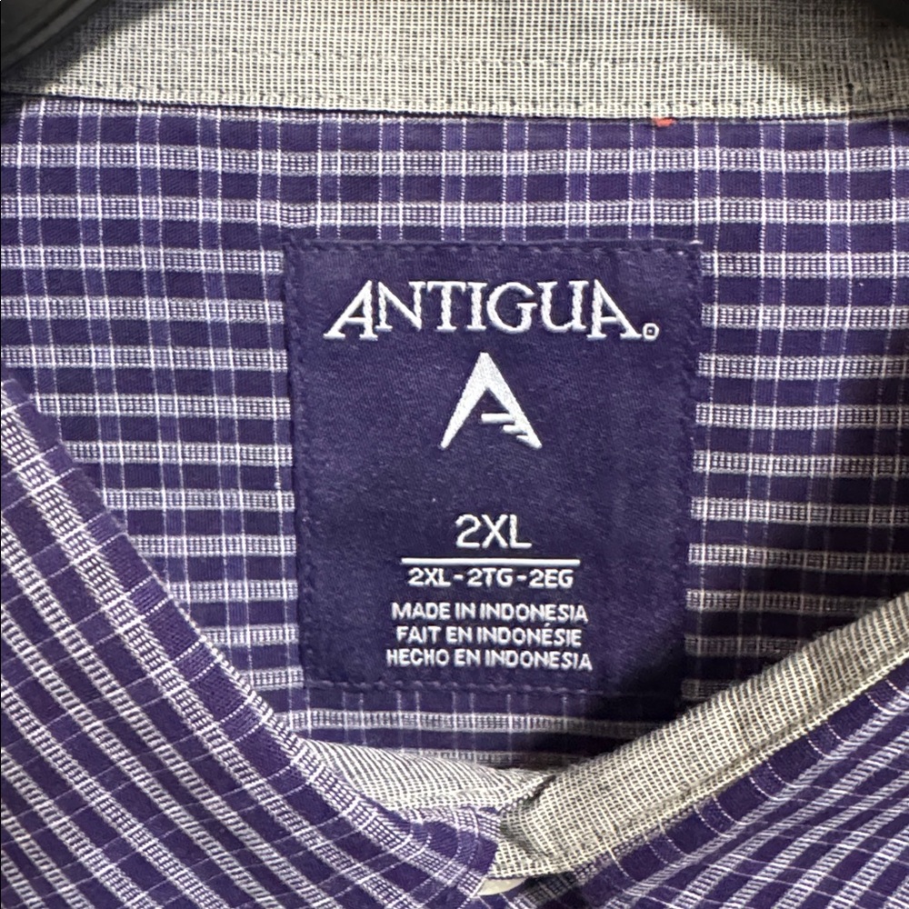 Antigua Mens 2XL TCU Horned Frogs Gingham Long Sleeve Woven Button Down Shirt - Picture 4 of 14